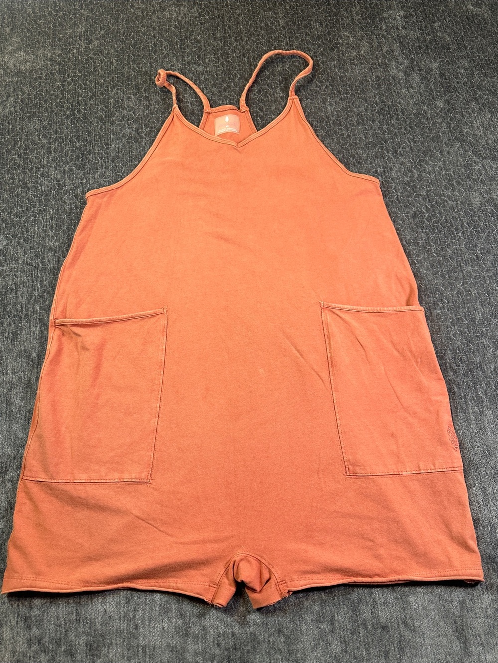 FP Movement by Free People Rust Orange Sleeveless Romper with Pockets